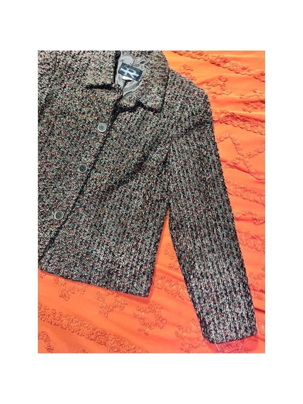 Tweed look jacket mock padded size 10 USA classy